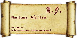 Mentusz Júlia névjegykártya